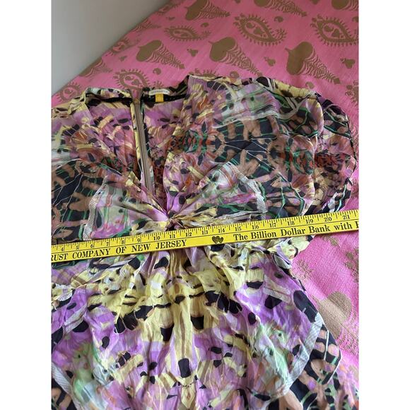 Anthropologie Leifsdottir 100% Silk Mini Dress butterfly bohemian sz 8 tie dye - Picture 9 of 14